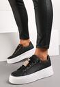 Sneakers Negri cu Pandantiv Metalic cu Strasuri pe Sireturi Edosa