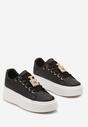 Sneakers Negri cu Pandantiv Metalic cu Strasuri pe Sireturi Edosa