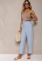 Bleumarin Pantaloni Clasici Talie Elastică Paper Bag Targea