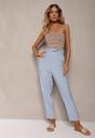 Bleumarin Pantaloni Clasici Talie Elastică Paper Bag Targea