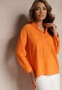Pomarańczowa Klasyczna Koszula z Bawełny z Kieszonkami Jaela
