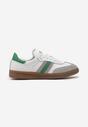 Biało-Zielone Skórzane Sneakersy z Paskami po Bokach Recinea