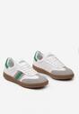 Biało-Zielone Skórzane Sneakersy z Paskami po Bokach Recinea