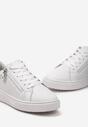 Białe Sznurowane Sneakersy z Naturalnej Skóry Ozdobione Suwakiem Ciarra