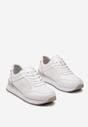 Białe Sznurowane Sneakersy ze Skóry Naturalnej z Piankową Podeszwą i Dziurkami Vincen