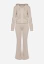 Set trening bej din bumbac pantaloni evazați și hanorac cu glugă Auim