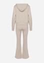 Set trening bej din bumbac pantaloni evazați și hanorac cu glugă Auim