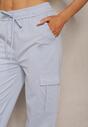 Jasnoniebieskie Spodnie z Bawełny z Wysokim Stanem i Prostymi Nogawkami Asoella