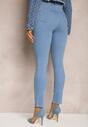 Niebieskie Jeansy Skinny Push-Up z Przetarciami z Przodu i Suwakiem Randda