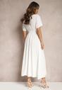 Biała Rozkloszowana Sukienka Długa o Kopertowym Kroju Alarava