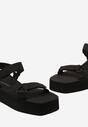 Czarne Sportowe Sandały Zapinane na Rzep z Piankową Platformą Terith