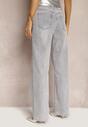 Jasnoszare Bawełniane Jeansy High Waist o Luźnym Fasonie Carinada