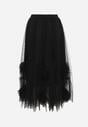 Fustă neagră cloș cu tul transparent și volane Asmerra