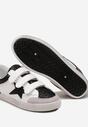 Czarno-Białe Sneakersy Ozdobione Brokatem z Rzepami Dolanda