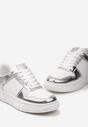 Biało-Srebrne Sneakersy na Niskiej Platformie z Brokatem Nuera