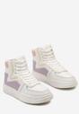Biało-Fioletowe Sneakersy za Kostkę z Ozdobnymi Wstawkami Ascaride