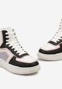 Biało-Czarne Sneakersy z Ozdobną Cholewką za Kostkę Sznurowane Ascaride