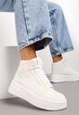 Białe Sneakersy za Kostkę z Platformą i Sznurowaniem Aldera