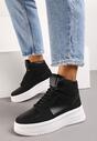 Czarne Sneakersy za Kostkę z Platformą i Sznurowaniem Aldera