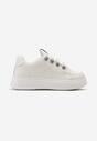 Sneakers Albi din Piele Ecologică cu Șireturi pe Talpă Groasă cu Zirconiu Decorativ Nevarra