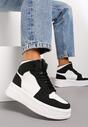 Biało-Czarne Sneakersy za Kostkę z Platformą i Sznurowaniem Aldera