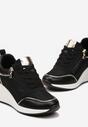 Czarne Sneakersy Ozdobione Suwakiem i Metalowymi Aplikacjami na Koturnie Warranta