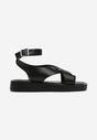 Czarne Sandały Typo Loop Toe z Imitacji Skóry ze Sprzączką Aucca