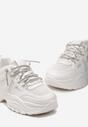 Białe Sneakersy na Nieregularnej Grubej Podeszwie z Cyrkoniami  Adirka