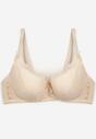 Sutien bej deschis cu cupe buretate și dantelă Pillnes