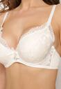 Sutien bej deschis cu cupe buretate și dantelă Pillnes