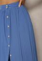 Niebieska Rozkloszowana Spódnica Maxi z Gumką w Talii i Kieszeniami Kendrani