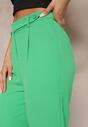 Zielone Spodnie High Waist z Gumką w Talii i Prostymi Nogawkami Brenissa