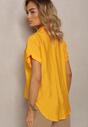 Żółta Asymetryczna Koszula Wiskozowa z Krótkim Rękawem Loreleis