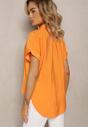 Pomarańczowa Asymetryczna Koszula Wiskozowa z Krótkim Rękawem Loreleis