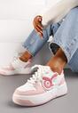 Biało-Różowe Sneakersy na Niskiej Platformie z Wypukłą Ozdobą Irasa
