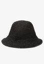 Czarny Kapelusz z Plecionki w Stylu Bucket Hat Suai