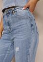 Blugi Skinny Casual Bleu Deschis din Bumbac cu Zgârieturi pe Picioare Cirea