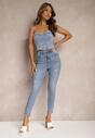 Blugi Skinny Casual Bleu Deschis din Bumbac cu Zgârieturi pe Picioare Cirea