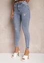 Jasnoniebieskie Jeansy Skinny z Bawełny High Waist Zunemia