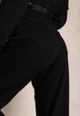 Czarne Szerokie Spodnie z Bawełny High Waist z Rozcięciami na Kolanach Javenna