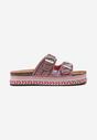 Papuci fucsia platformă model boho cu zirconii și catarame Meepka