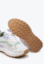 Beżowo-Fioletowe Sneakersy na Niskiej Platformie z Siateczką z Ozdobnymi Wstawkami Lelphine