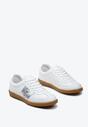 Sneakers Albi-Argintii cu Talpă Plată cu șiret și Inserție Decorativă Drukesti