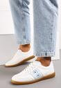 Sneakerși Alb-Bleu cu Talpă Plată cu Șiret și Inserție Decorativă Drukesti