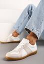 Sneakers Teniși bej-albi cu cusături decorative Sumina
