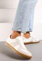 Sneakers Teniși bej-albi cu cusături decorative Sumina