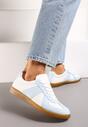 Niebiesko-Białe Sneakersy Tenisówki z Ozdobnymi Przeszyciami Sumina