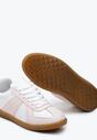 Różowo-Białe Sneakersy Tenisówki z Ozdobnymi Przeszyciami Sumina
