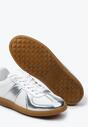 Srebrno-Białe Sneakersy Tenisówki z Ozdobnymi Przeszyciami Sumina
