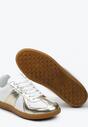 Złoto-Białe Sneakersy Tenisówki z Ozdobnymi Przeszyciami Sumina